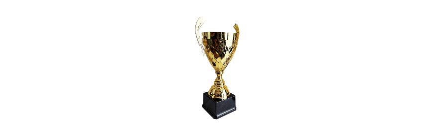 LARGE GOLD METAL HANDLED TROPHY CUP - 3 SIZES - 44CM to 61CM